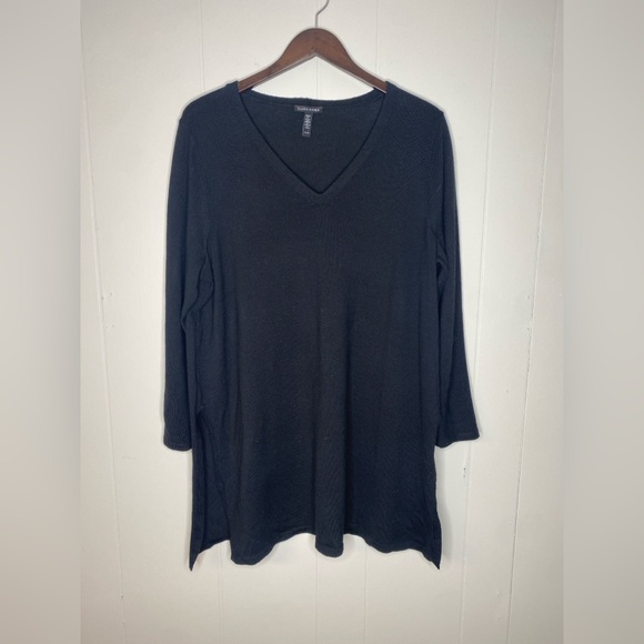 EILEEN FISHER Merino Jersey V-Neck Top in Regenerative Wool XL sweater pure - Picture 3 of 6